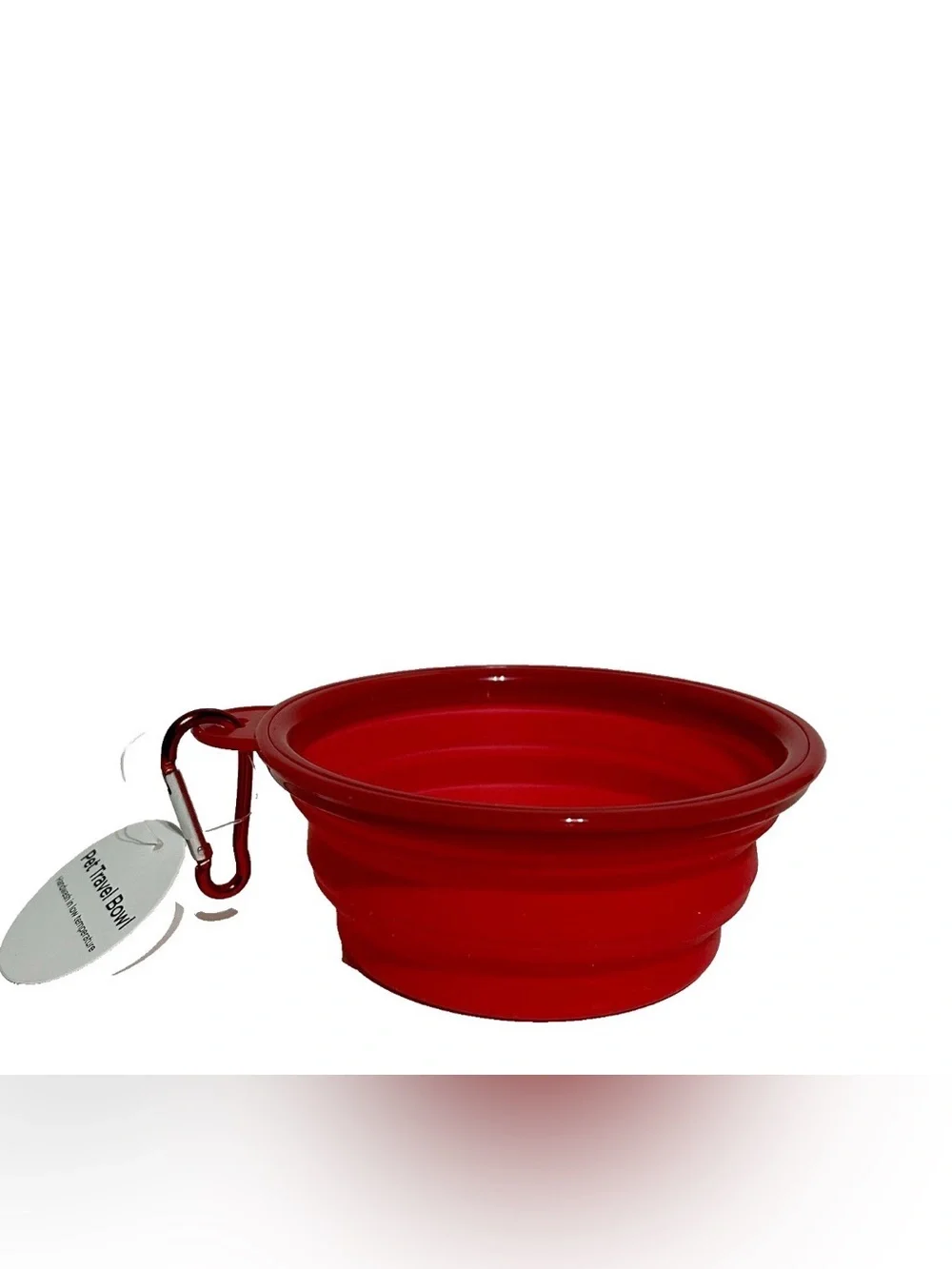 Collapsible Pet Bowl Dish Red Silicone Snack 5” Cat Dog Portable Travel Clip